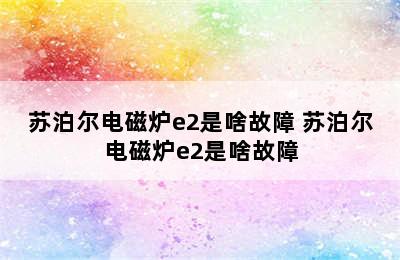 苏泊尔电磁炉e2是啥故障 苏泊尔电磁炉e2是啥故障